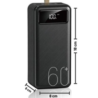 60.000 Mah Powerbank Taşınabilir Dijital Göstergeli Çoklu Kablolu 4usb Girişli El Fenerli