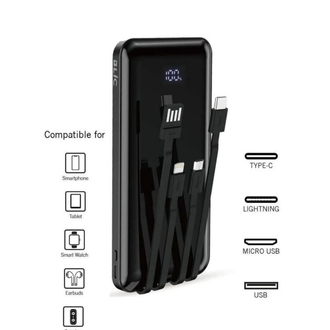 10.000 Mah Plus Dijital Göstergeli Dahili Çoklu Kablolu Powerbank