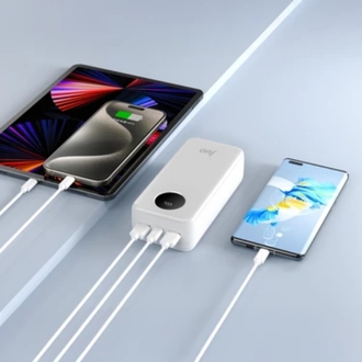 Juo 30000MAH 22.5W Dijital LED Ekranlı Taşınabilir Hızlı Şarj Cihazı Powerbank Beyaz