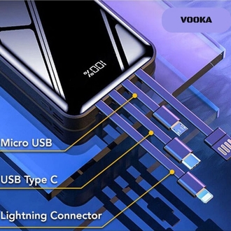 10.000 Mah Plus Dijital Göstergeli Dahili Çoklu Kablolu Powerbank