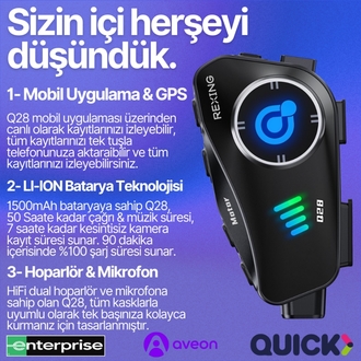 Rexing Q28 Kameralı Kask Interkom