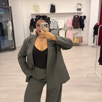 CHERRY GRİ OVERSİZE BLAZER CEKET TAKIM