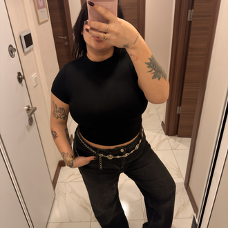 SİYAH BASİC KISA KOL BODY 