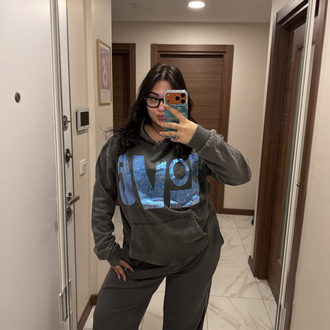 GRİ MAVİ YANSIMALI OVERSİZE SWEAT