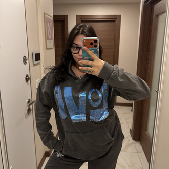 GRİ MAVİ YANSIMALI OVERSİZE SWEAT