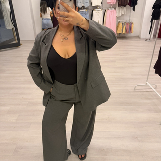 CHERRY GRİ OVERSİZE BLAZER CEKET TAKIM
