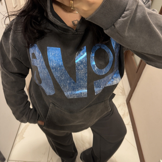 GRİ MAVİ YANSIMALI OVERSİZE SWEAT