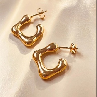 Gold Renk Minimal Bubble Çelik Kadın Küpe
