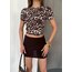 Leopar Desen Basic Crop ✨