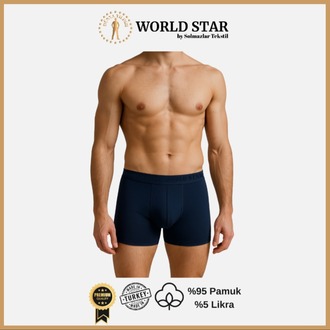 World Star 6'lı Düz Renk Erkek Boxer – Karışık Renk (Siyah-Gri-Lacivert-Antrasit-Bordo-Haki)