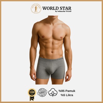 World Star 6'lı Düz Renk Erkek Boxer – Karışık Renk (Siyah-Gri-Lacivert-Antrasit-Bordo-Haki)
