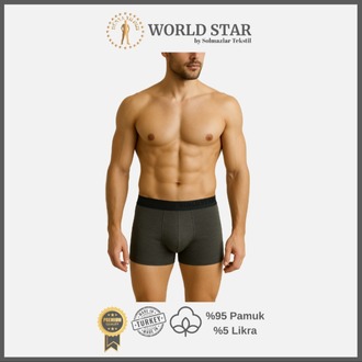 World Star 6'lı Antrasit Düz Renk Erkek Boxer – Pamuklu Ve Likralı