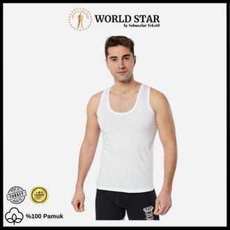 World Star 6'lı Erkek Atlet – Siyah & Beyaz & Gri – Pamuklu Penye - Rahat Ve Dayanıklı