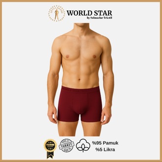 World Star 6'lı Düz Renk Erkek Boxer – Karışık Renk (Siyah-Gri-Lacivert-Antrasit-Bordo-Haki)