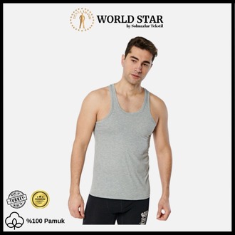 World Star 6'lı Erkek Atlet – Siyah & Beyaz & Gri – Pamuklu Penye - Rahat Ve Dayanıklı