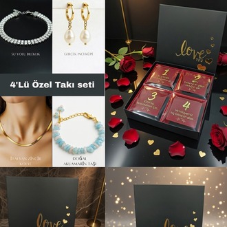 Hediye Kutusu Sevgiliye Hediye Takı Seti - Çelik Kolye Bileklik Küpe