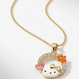 Minimal kolye Kalpli Taşlı Çelik Kolye Gold Renk - Pembe Kalp ve Zirkon