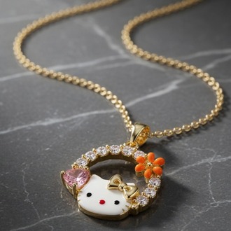 Minimal kolye Kalpli Taşlı Çelik Kolye Gold Renk - Pembe Kalp ve Zirkon