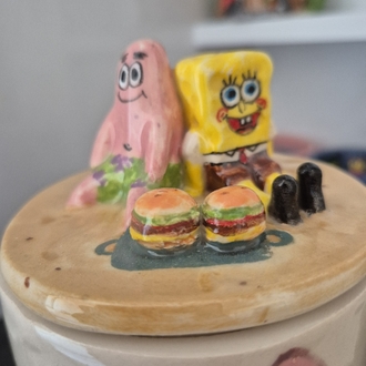 Süngerbob Patrick Seramik El Yapımı Kavanoz