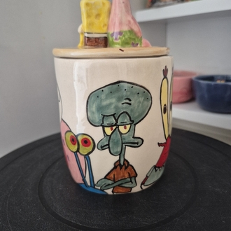 Süngerbob Patrick Seramik El Yapımı Kavanoz