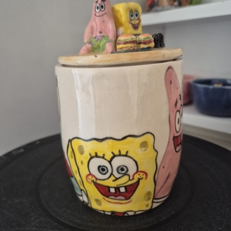 Süngerbob Patrick Seramik El Yapımı Kavanoz