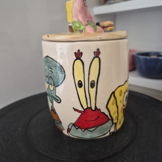 Süngerbob Patrick Seramik El Yapımı Kavanoz