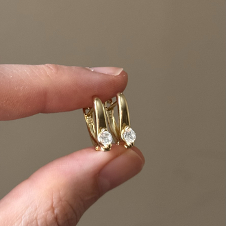 Minimal taşlı küpe / xuping (14kgoldrenk)