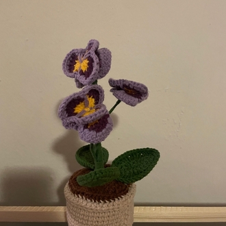 Saksıda El Yapımı Menekşe - Sevimli Amigurumi Dekor