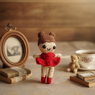 El Örgüsü Kırmızı Bebek Figürü - Tasarım Amigurumi Oyuncak & Hediye