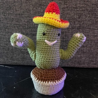 El Örgüsü Meksika Şapkalı Kaktüs - Tasarım Amigurumi Oyuncak & Hediye 