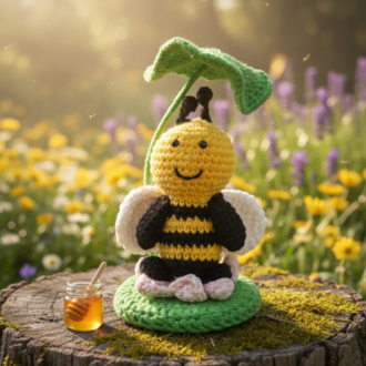 El Örgüsü Sevimli Arı Figürü - Tasarım Amigurumi Oyuncak & Hediye