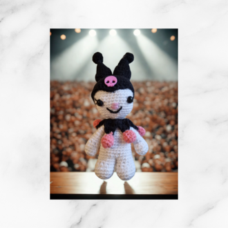 El Örgüsü Kuromi Figürü - Tasarım Amigurumi Karakter Oyuncak & Hediye