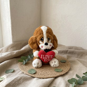 Peluş Kahverengi Üzgün Köpek - 30x20 cm Kişiye Özel NFC’li Anı Hediyesi