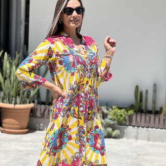 Milano elbise (pembe sarı)
