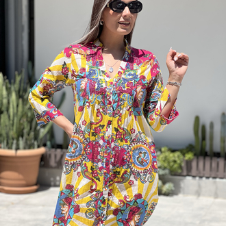 Milano elbise (pembe sarı)