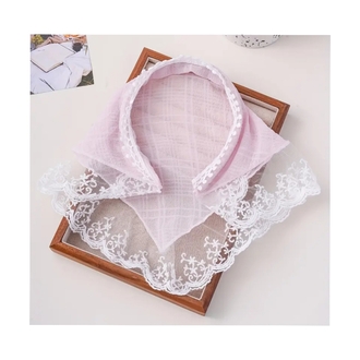 Pembe Fransız Danteli Üçgen Saç Bandı