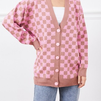 Oversize Desenli Hırka