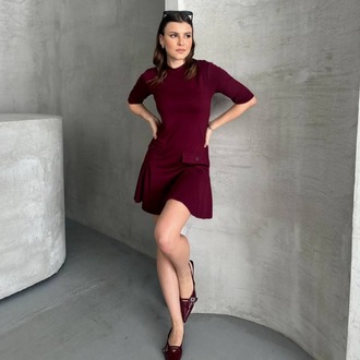 ZARA MODEL CEPLİ BORDO ELBİSE