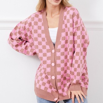 Oversize Desenli Hırka