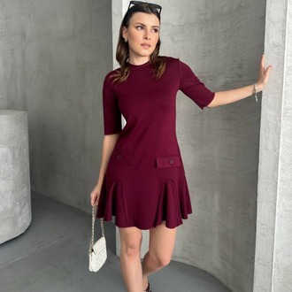 ZARA MODEL CEPLİ BORDO ELBİSE