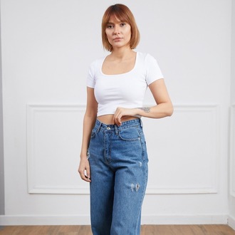 Kare Yaka Crop Body T-Shirt