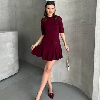 ZARA MODEL CEPLİ BORDO ELBİSE