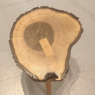 Ceviz Doğal Kenar Kabuklu Sehpa - Çap 39 cm. - CVZ-071