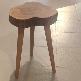 Ceviz Doğal Kenar Sehpa - Çap 32 cm. - CVZ-072