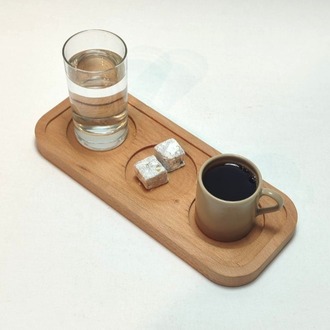 Meşe Ağacından Kahve Sunum Tabağı - MEŞ-003