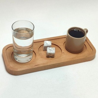 Meşe Ağacından Kahve Sunum Tabağı - MEŞ-003
