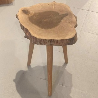 Ceviz Doğal Kenar Sehpa - Çap 38 cm. - CVZ-073