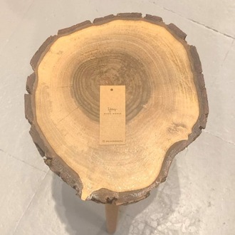 Ceviz Doğal Kenar Kabuklu Sehpa - Çap 31 cm. - CVZ-0070