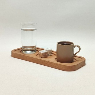 Meşe Ağacından Kahve Sunum Tabağı - MEŞ-003