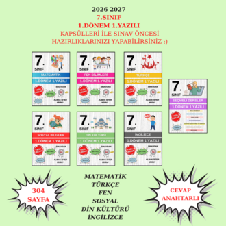 7.Sınıf 1.Dönem 1.Yazılı Kapsülleri 2026 2027